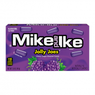 Seige godteribiter med druesmak fra store Mike & Ike - en enkelt storbokspakke med de berømte Jolly Joes-druesøttene. Vi er fortsatt ikke sikre på hvorfor de heter Jolly Joes.