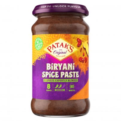 Vår autentiske blanding av aromatiske krydder inkludert chili, ingefær og koriander for en smakfull balansert biryani-rett.