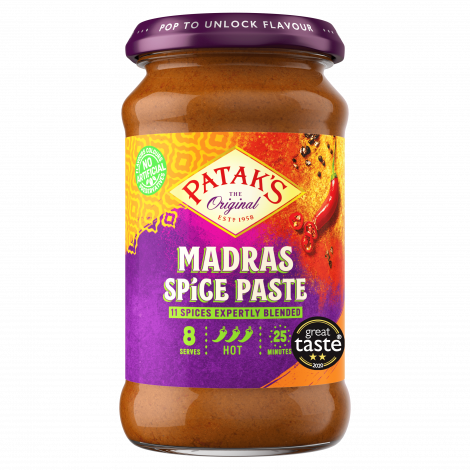 Vår autentiske blanding av aromatiske krydder, koriander, paprika og chili for en vakkert balansert Madras-rett.