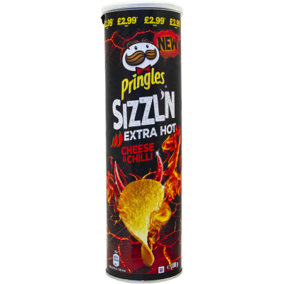 PRINGLES SIZZL’N EXTRA HOT CHEESE & CHILLI 180g