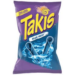 Intens sterk og intenst smaksrikt! Disse Hot Chili Pepper og Lime chips er den perfekte balansen mellom djevelsk sterk paprika og lett og fruktig lime! Takis Blue Heat rullede tortillachips er som en ildkule for munnen. En ovn for smaksløkene dine. En solflamme for ansiktet ditt.